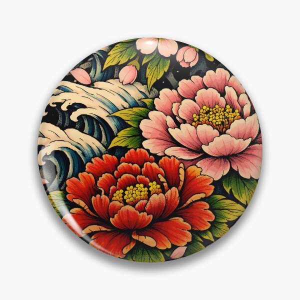 Item preview, Japanese Flowers Tattoo Art — Peonies & Sakura in Irezumi Style designed and sold by Neo Tokio.