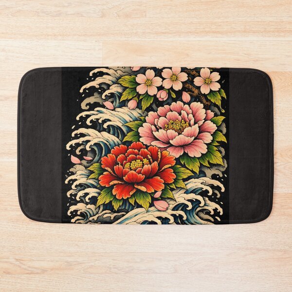 Item preview, Japanese Flowers Tattoo Art — Peonies & Sakura in Irezumi Style designed and sold by Neo Tokio.