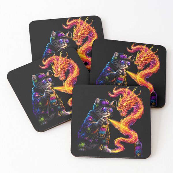Item preview, Spray Paint Fire Dragon Cat designed and sold by Neon Riot Studio.