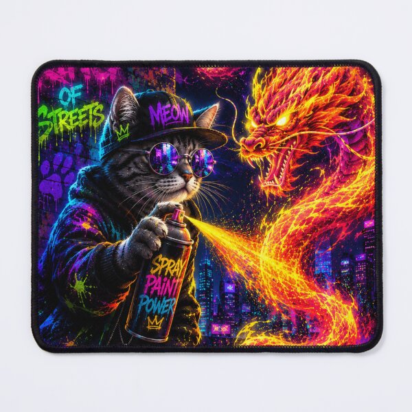 Item preview, Spray Paint Fire Dragon Cat designed and sold by Neon Riot Studio.