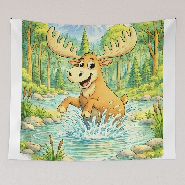 Item preview, Playful Mountain Moose | Splashing Woodland Adventure designed and sold by Clothes With Smiling Animals Walt Gral.