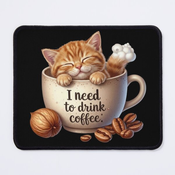 Item preview, I Need To Drink Coffee Cute Sleeping Kitten Mug Illustration designed and sold by Samasem365.