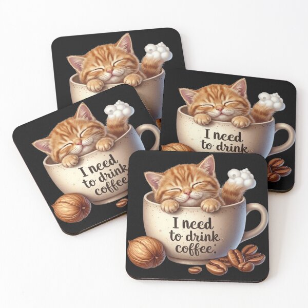 Item preview, ​I Need To Drink Coffee Cute Sleeping Kitten Mug Illustration designed and sold by Samasem365.