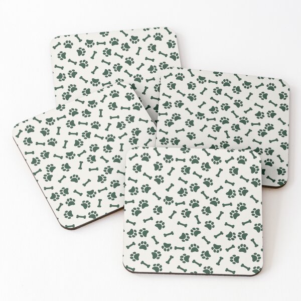 Item preview, Cream And Green Dog Paw And Bone Pattern designed and sold by pattern-archive.