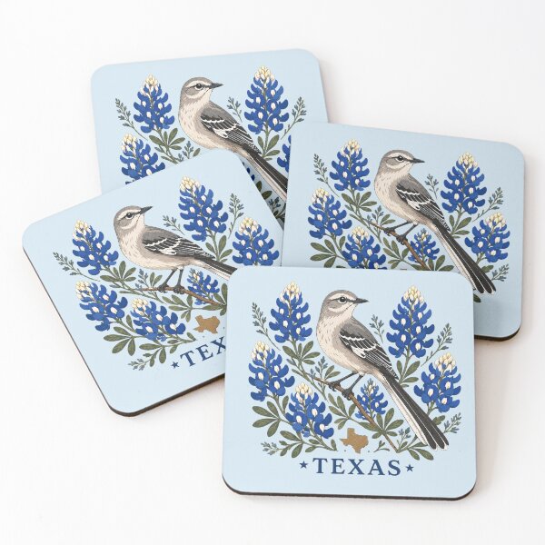 Item preview, Texas Mockingbird & Bluebonnet Wildflower Design Bird Watching designed and sold by The-Drip-Studio.