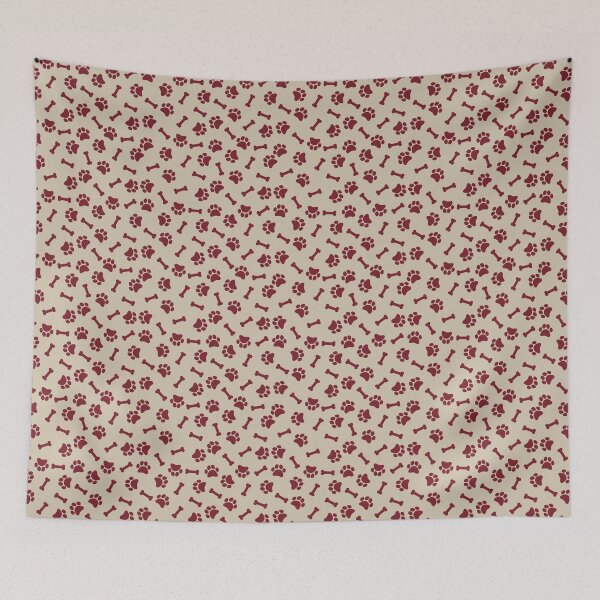 Item preview, Beige And Red Dog Paw And Bone Pattern designed and sold by pattern-archive.