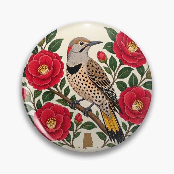 Item preview, Alabama Yellowhammer & Camellia Floral State Emblem designed and sold by The-Drip-Studio.