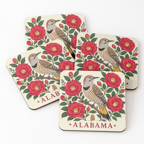Item preview, Alabama Yellowhammer & Camellia Floral State Emblem designed and sold by American Fieldmark Studio.
