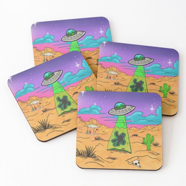 Item preview, UFO Alien Abduction Desert Gas Station designed and sold by RetroGalaxies.