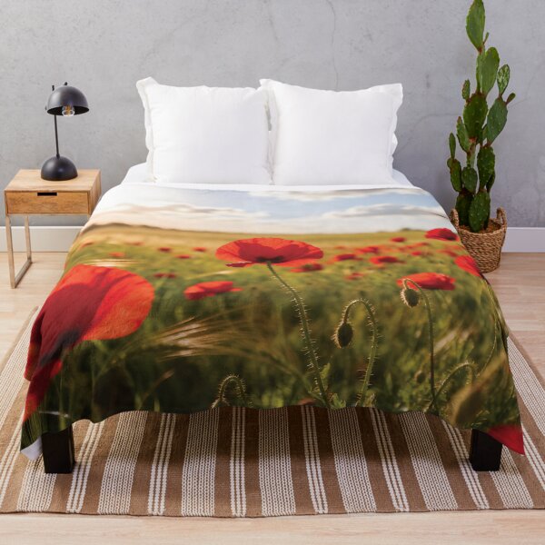 Item preview, Vibrant Red Poppy Flower Field in Golden Summer Meadow designed and sold by Dezinix.