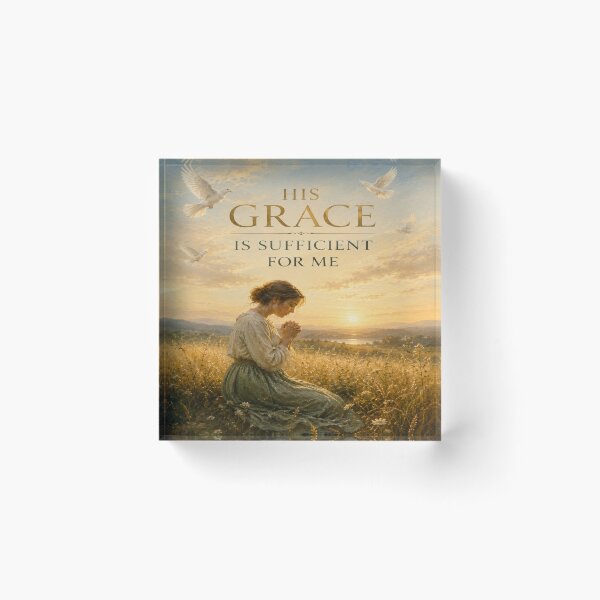 Item preview, His Grace Is Sufficient For Me Christian Cross Art designed and sold by Faith & Grace design .