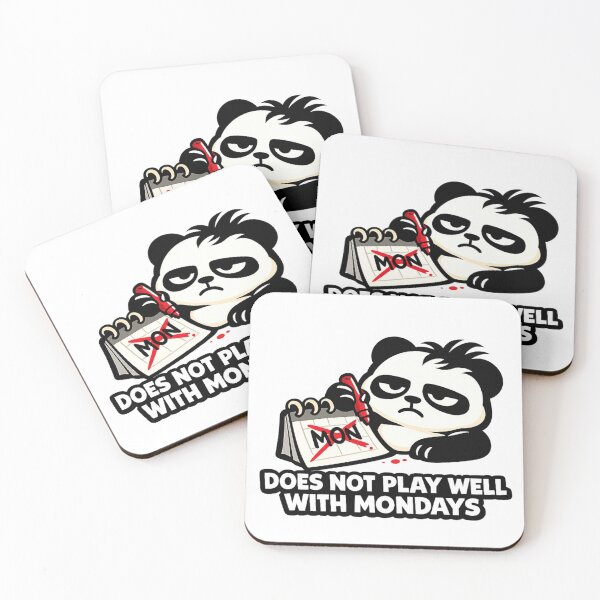 Item preview, Funny Panda Monday Mood Sticker | Does Not Play Well With Mondays Office Humor designed and sold by Gremlin Hours.