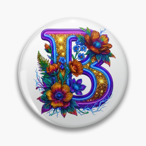 Item preview, Copy of ​Floral Neon B Initial Monogram designed and sold by MBBialyPiksel.