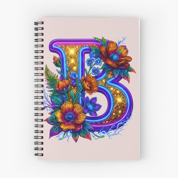 Artikelvorschau, Kopie des floralen Neon-B-Initialen-Monogramms entworfen und verkauft von MBBialyPiksel.