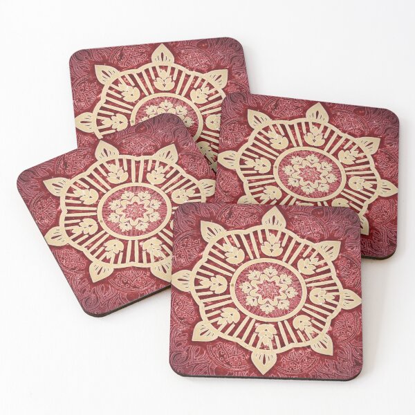 Item preview, Ornate Red and Cream Wheel Mandala designed and sold by StudioGothics.