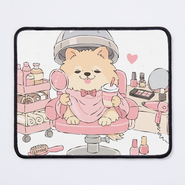 Item preview, Cute cartoon Pomeranian dog enjoying a beauty salon treatment designed and sold by maewjpho.