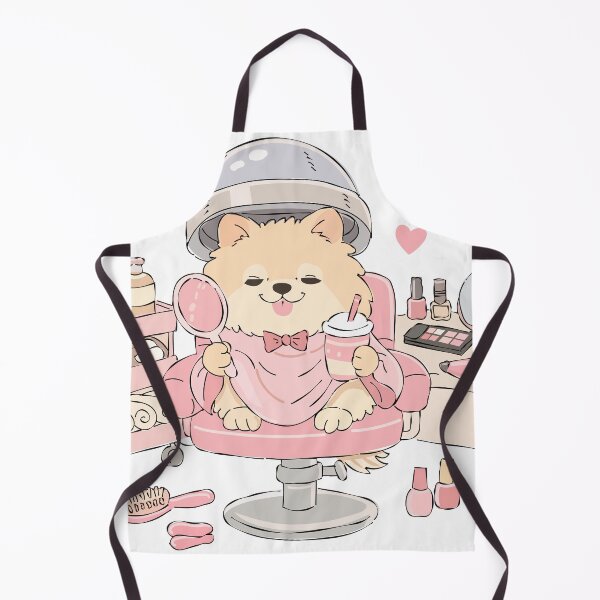 Item preview, Cute cartoon Pomeranian dog enjoying a beauty salon treatment designed and sold by maewjpho.