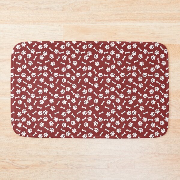 Item preview, Brick Red And White Dog Paw And Bone Pattern designed and sold by pattern-archive.