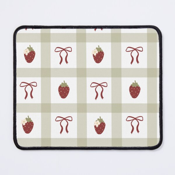 Item preview, cottagecore strawberry gingham pattern | cute coquette bows checkered vintage designed and sold by Mypixieart.