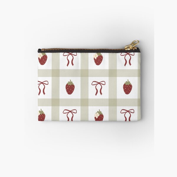 Item preview, cottagecore strawberry gingham pattern | cute coquette bows checkered vintage designed and sold by Mypixieart.