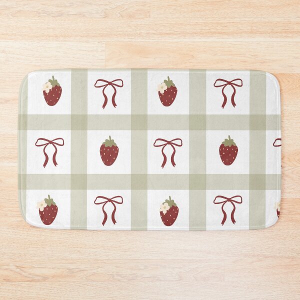 Item preview, cottagecore strawberry gingham pattern | cute coquette bows checkered vintage designed and sold by Mypixieart.