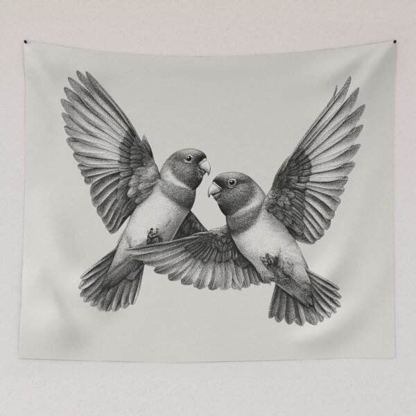 Item preview, A pair of Lovebirds in mid-flight, Birds in Motion designed and sold by CDC40.