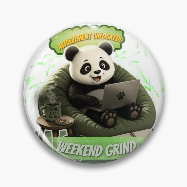 Item preview, Achievement Unlocked Weekend Grind Cute Panda Gamer Sticker designed and sold by EnginerdStudio.