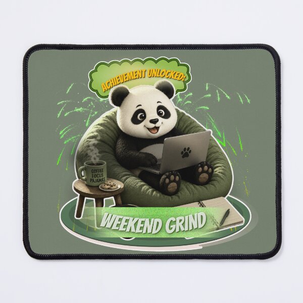 Item preview, Achievement Unlocked Weekend Grind Cute Panda Gamer Sticker designed and sold by EnginerdStudio.