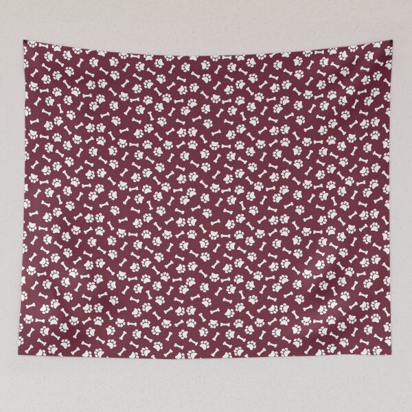 Item preview, Burgundy And White Dog Paw And Bone Pattern designed and sold by pattern-archive.