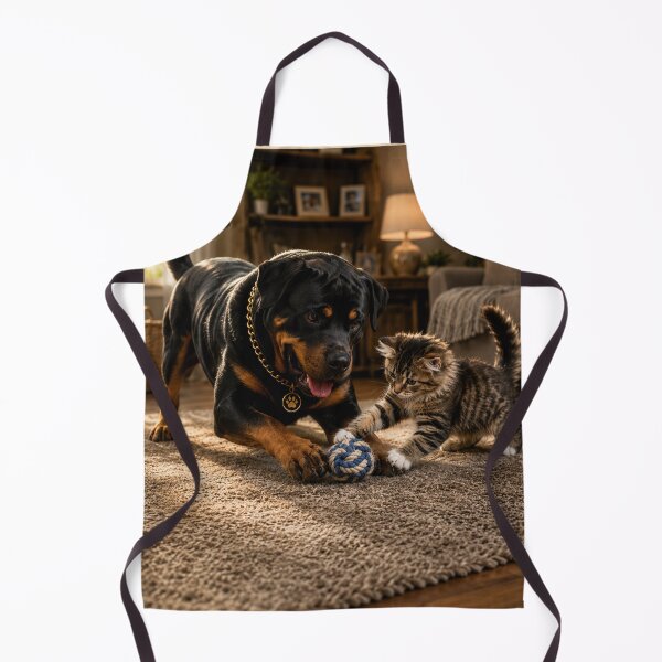 Item preview, Playful Rottweiler and Kitten Best Friends designed and sold by BagFactoryUK.