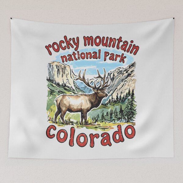 Item preview, Rocky Mountain National Park Cute Elk Landscape  designed and sold by HowToCanadian.