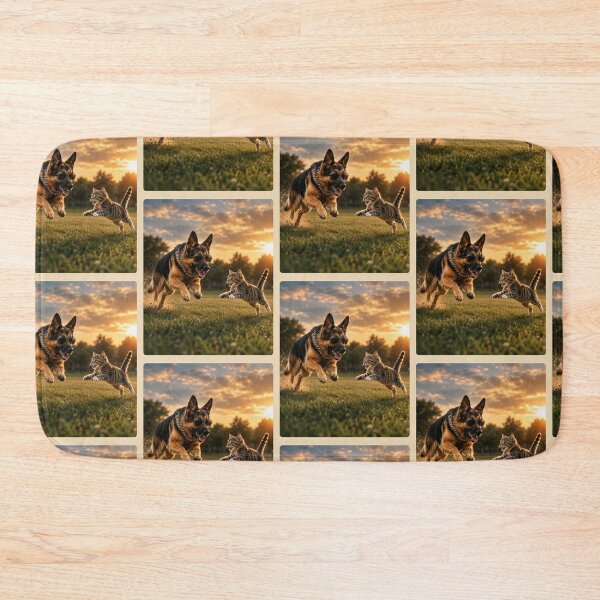 Item preview, Playful German Shepherd and Kitten Adventure designed and sold by BagFactoryUK.