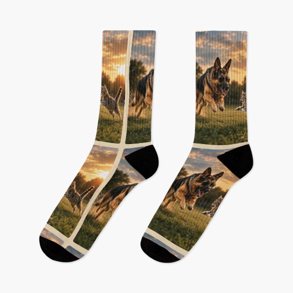 Item preview, Playful German Shepherd and Kitten Adventure designed and sold by BagFactoryUK.