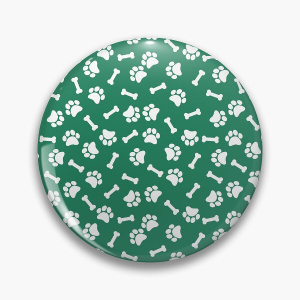 Item preview, Green And White Dog Paw And Bone Pattern designed and sold by pattern-archive.
