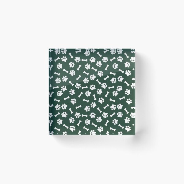 Item preview, Forest Green And White Dog Paw And Bone Pattern designed and sold by pattern-archive.