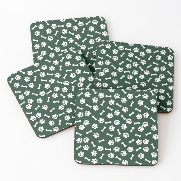 Item preview, Forest Green And White Dog Paw And Bone Pattern designed and sold by pattern-archive.