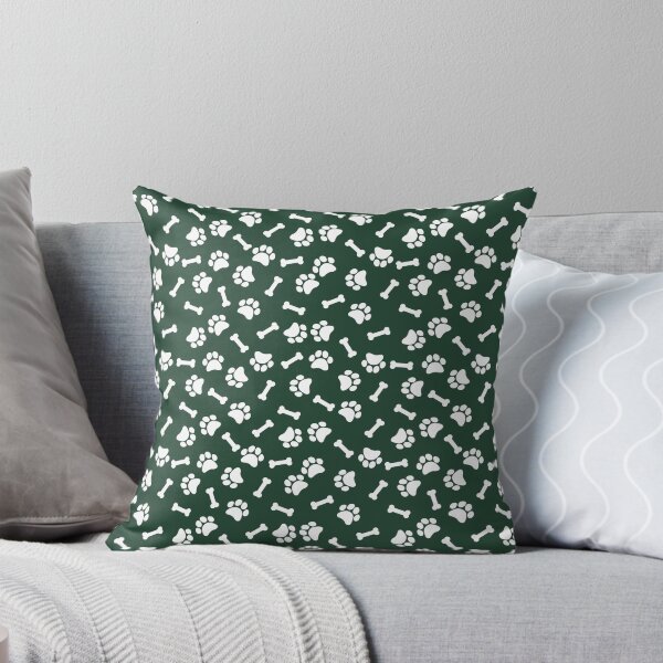 Item preview, Forest Green And White Dog Paw And Bone Pattern designed and sold by pattern-archive.