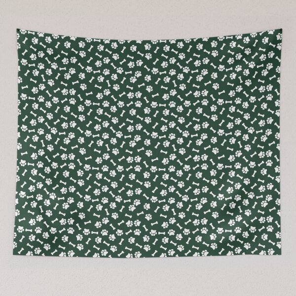 Item preview, Forest Green And White Dog Paw And Bone Pattern designed and sold by pattern-archive.