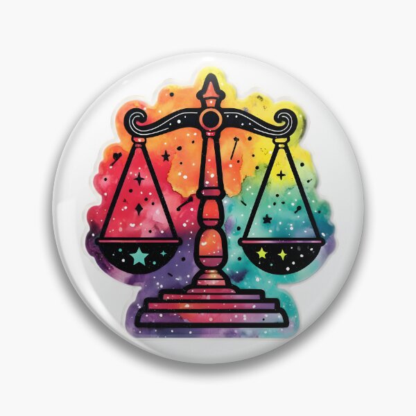 Item preview, Libra Rainbow Watercolor Scales Stars Zodiac Sticker Art designed and sold by Zodiac Celestial Art.