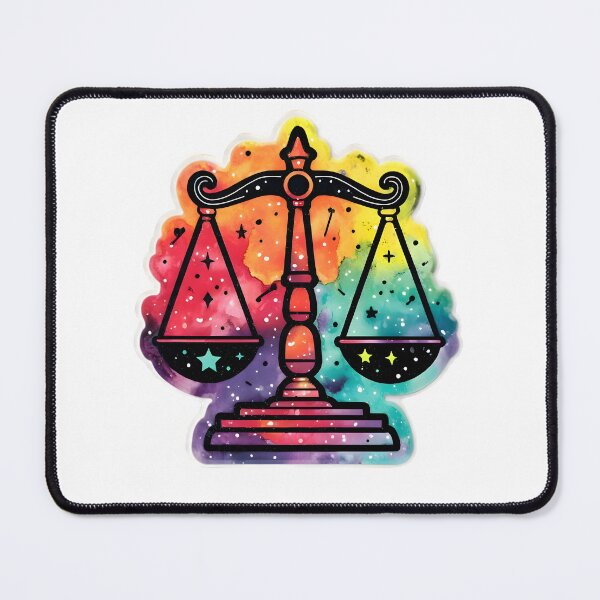Item preview, Libra Rainbow Watercolor Scales Stars Zodiac Sticker Art designed and sold by Zodiac Celestial Art.