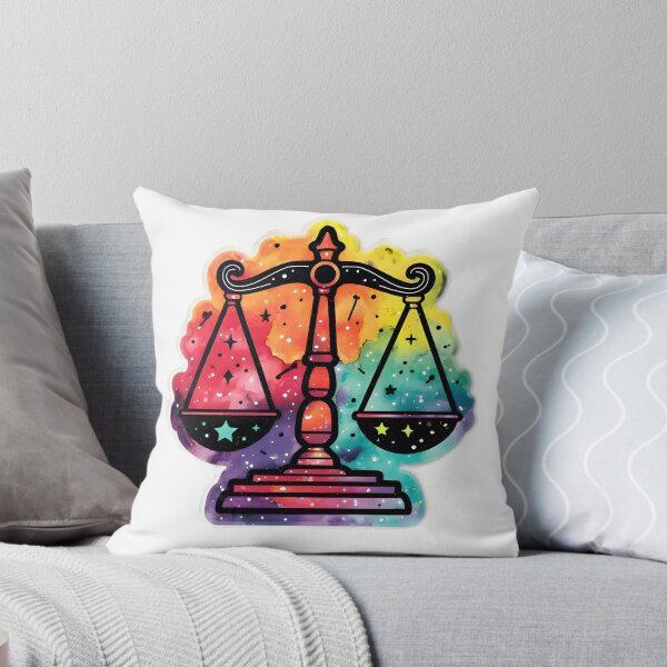 Item preview, Libra Rainbow Watercolor Scales Stars Zodiac Sticker Art designed and sold by Zodiac Celestial Art.