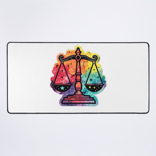 Item preview, Libra Rainbow Watercolor Scales Stars Zodiac Sticker Art designed and sold by Zodiac Celestial Art.