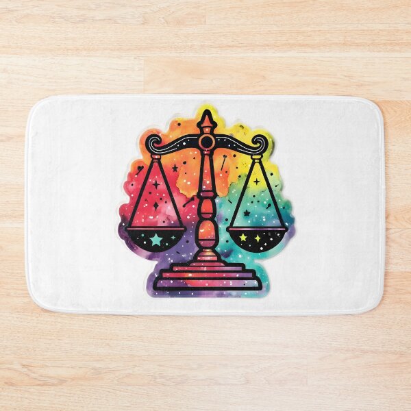 Item preview, Libra Rainbow Watercolor Scales Stars Zodiac Sticker Art designed and sold by Zodiac Celestial Art.
