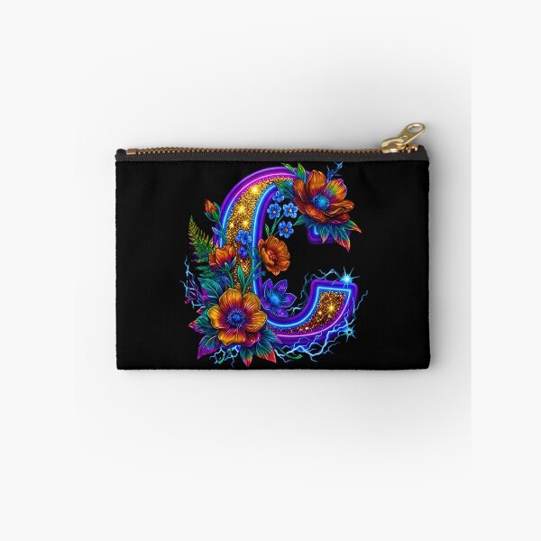 Item preview, Floral Neon C Initial Monogram designed and sold by MBBialyPiksel.