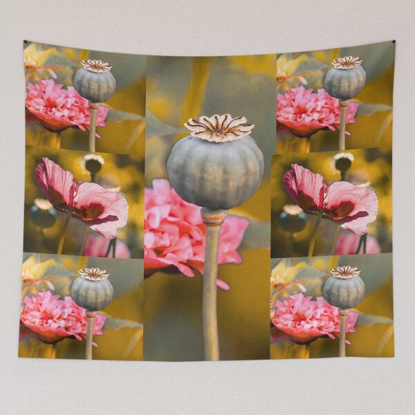Item preview, Whimsical Purple Poppy and Seed Pod Botanical Pattern designed and sold by JurateArt-DK.