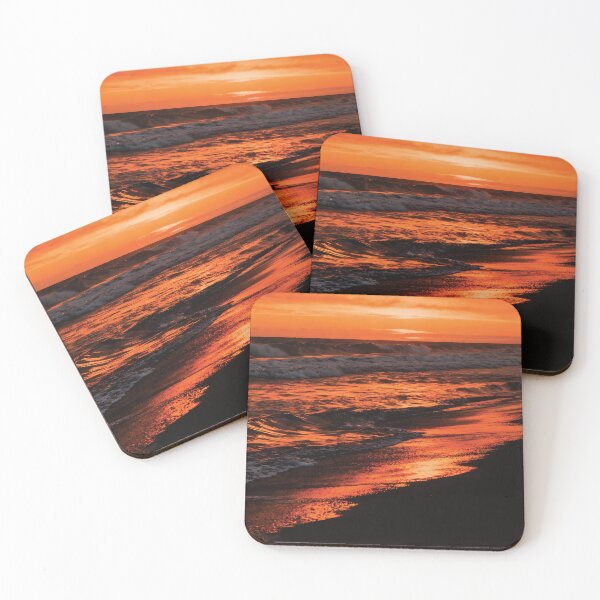 Item preview, Dramatic Fiery Sunset Ocean Waves photo -  designed and sold by Dezinix.