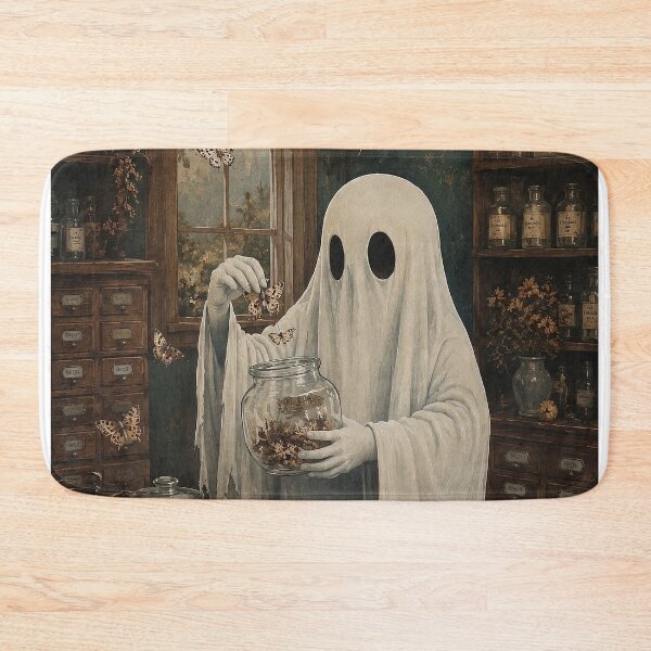 Item preview, Cute Ghost Apothecary with Moths | Whimsical Cottagecore Gothic Art designed and sold by Tolchik.