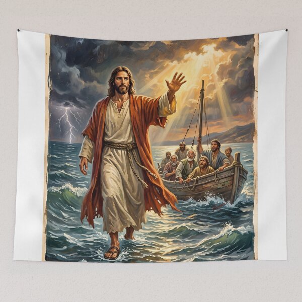 Aperçu de l'œuvre Jésus apaise la tempête créée et vendue par ARTROGAN.