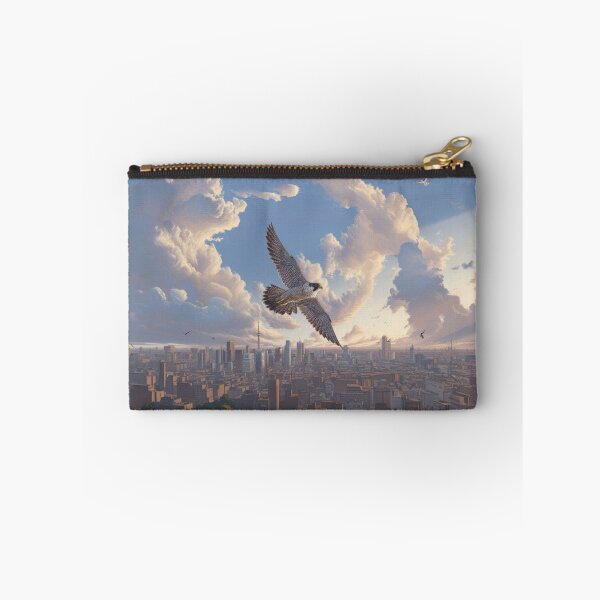 Item preview, A Peregrine Falcon mid-dive over a city skyline, Birds in Motion designed and sold by CDC40.