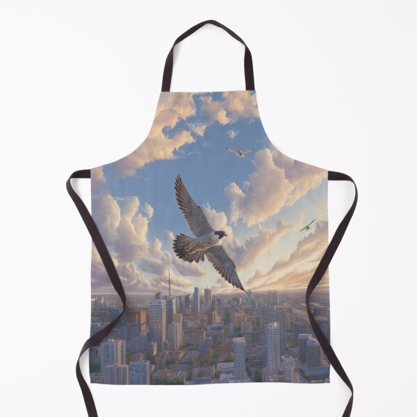 Item preview, A Peregrine Falcon mid-dive over a city skyline, Birds in Motion designed and sold by CDC40.